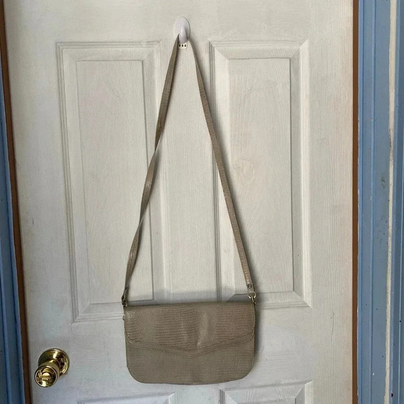 VTG Y2K Genuine Leather Made in Korea Snake Print Crossbody Bag Silver Color - Picture 5 of 12